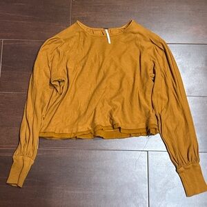 Free People Mustard Long Sleeve Top